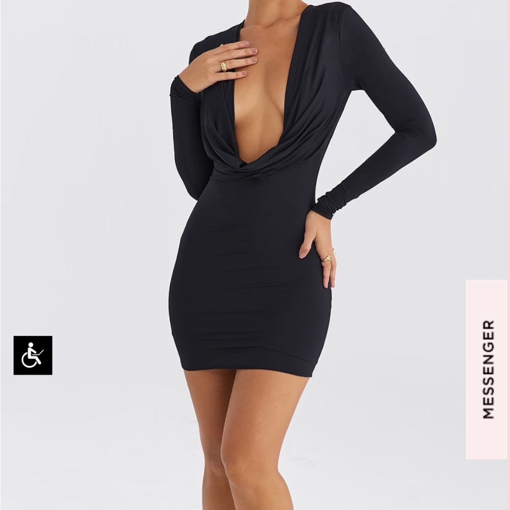 MISTRESS ROCKS BLACK DRAPED MINI DRESS - Picture 3 of 5